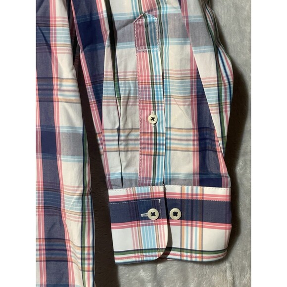 Peter Millar Shirt Blue Plaid Long Sleeve Casual Preppy Button Down Men Size L - Picture 4 of 11
